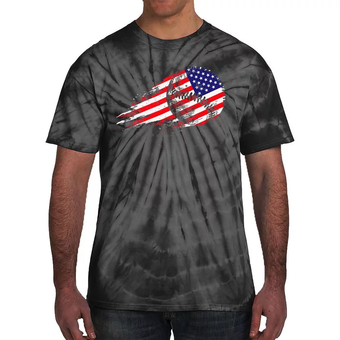 American Baseball Player USA Flag Tie-Dye T-Shirt