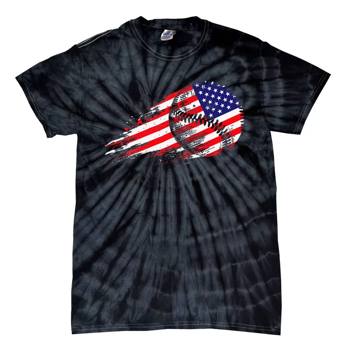 American Baseball Player USA Flag Tie-Dye T-Shirt