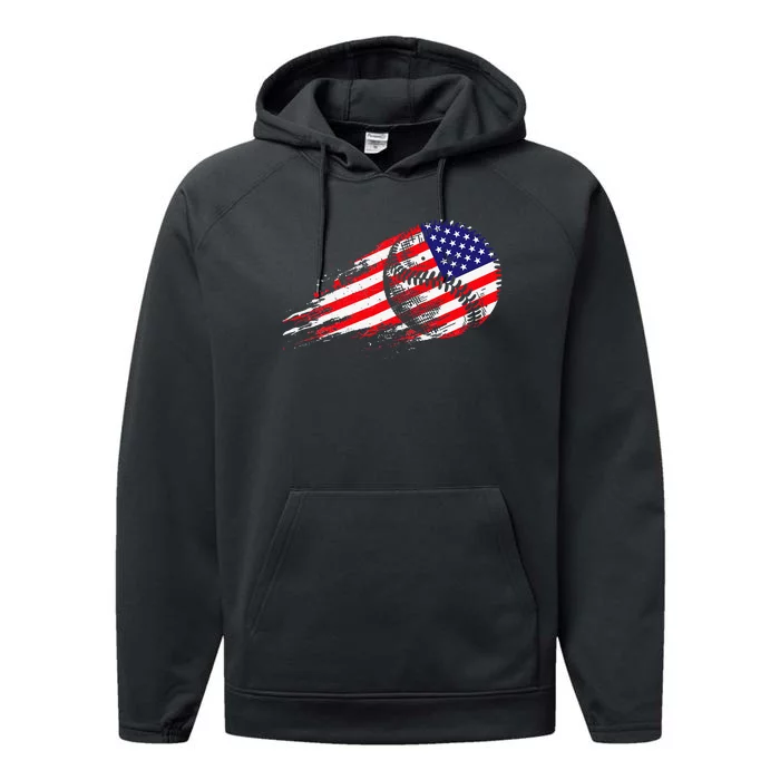 American Baseball Player USA Flag Baseball Lover Performance Fleece Hoodie