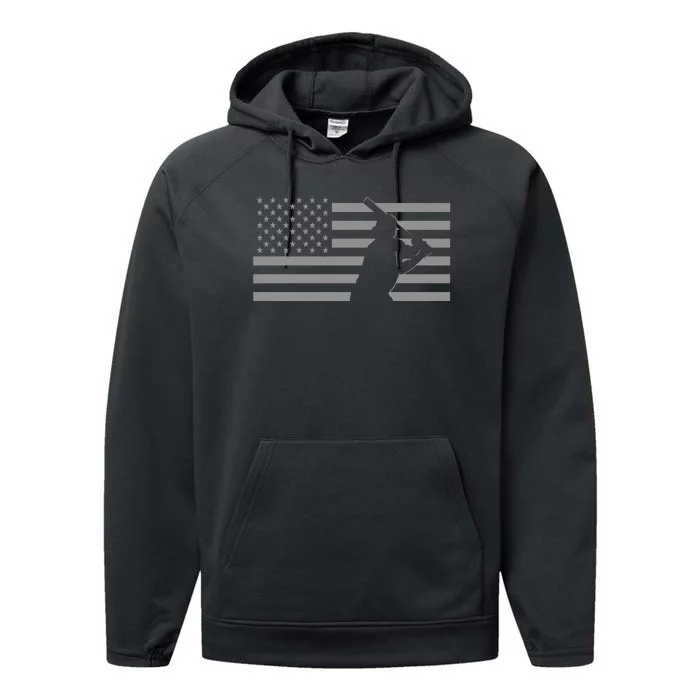 American Baseball Player USA Flag Performance Fleece Hoodie