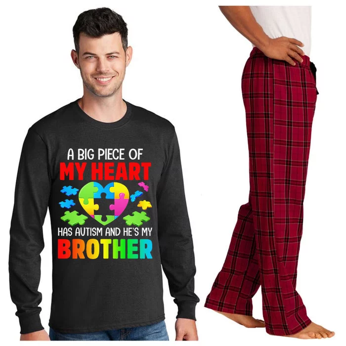 A Big Piece Of My Heart Has Autism And He's My Brother Gift Long Sleeve Pajama Set