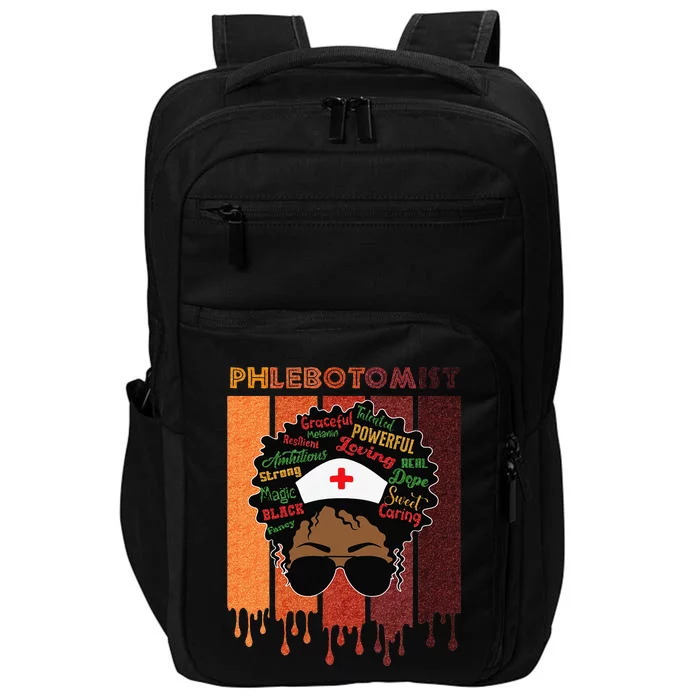 Afro Black Phlebotomist Queen Nurses Day Black History Month Impact Tech Backpack