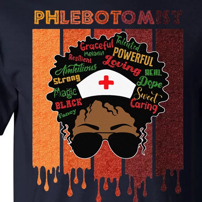 Afro Black Phlebotomist Queen Nurses Day Black History Month Tall T-Shirt