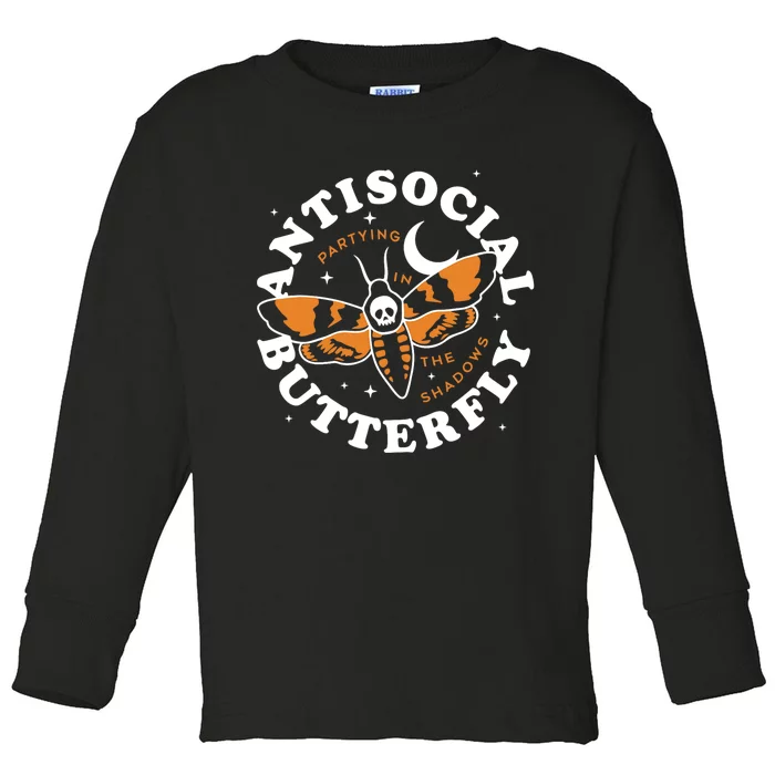 Antisocial Butterfly Partying In The Shadows Apparel Toddler Long Sleeve Shirt