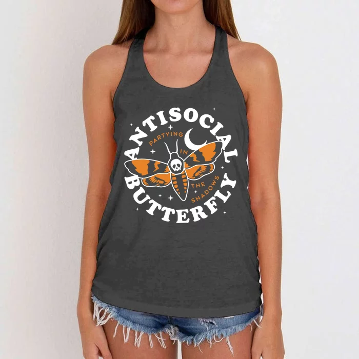 Antisocial Butterfly Partying In The Shadows Apparel Women's Knotted Racerback Tank