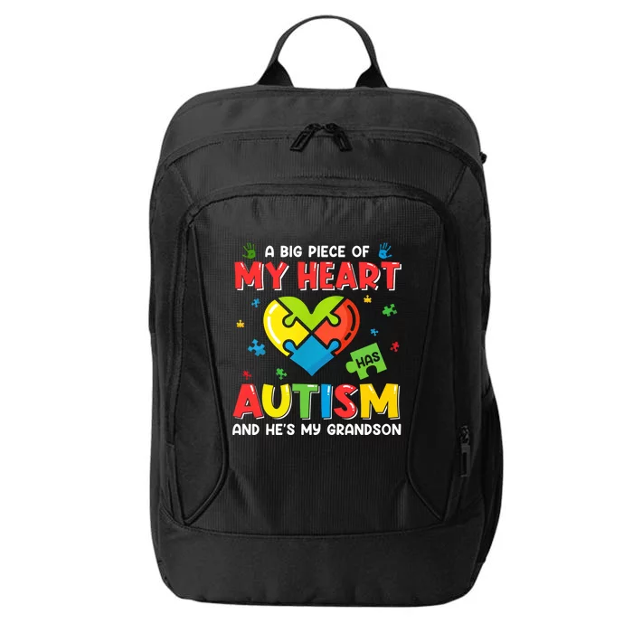 A Big Piece Of My Heart Has Autism And He's My Grandson Gift City Backpack