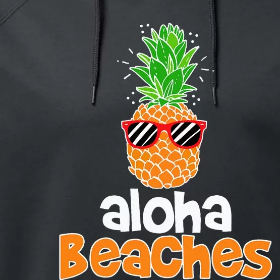 Aloha Beaches Pineapple Sunglasses Hawaiian Yall Vacation Performance Fleece Hoodie