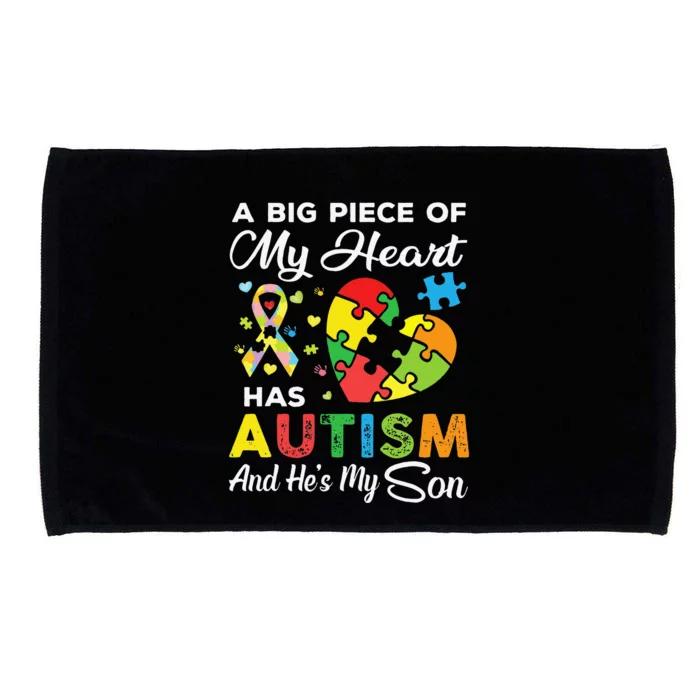 A Big Piece Of My Heart Has Autism And He's My Son Microfiber Hand Towel