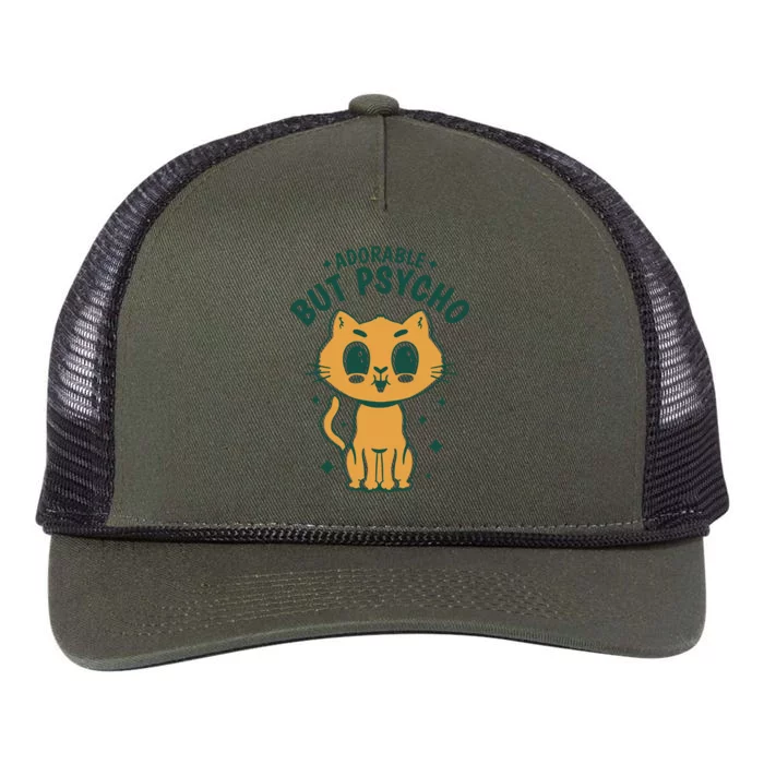 Adorable But Psycho Funny Cat Retro Rope Trucker Hat Cap