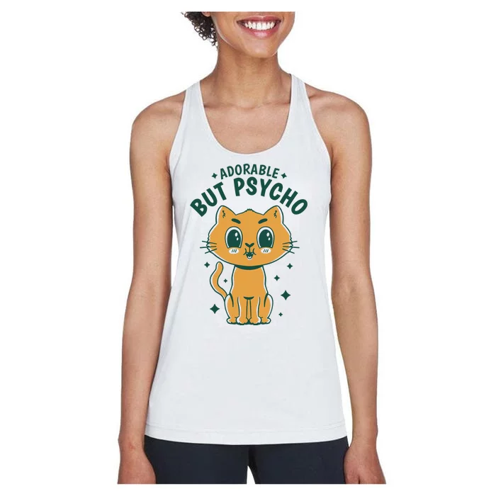 Adorable But Psycho Funny Cat Women's Racerback Tank