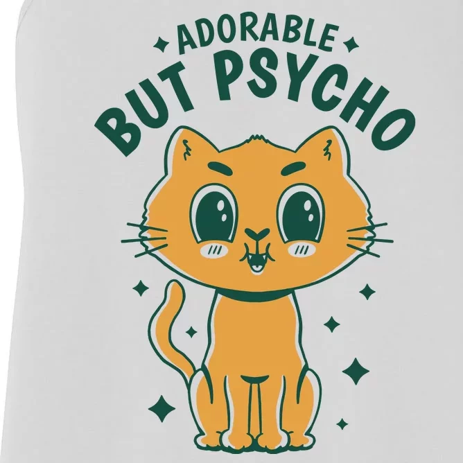 Adorable But Psycho Funny Cat Women's Racerback Tank