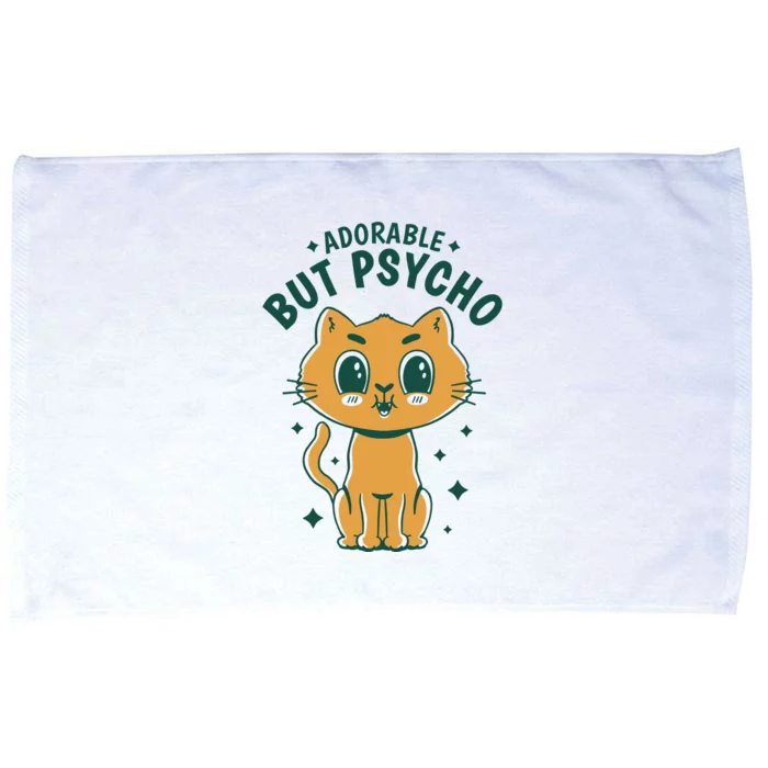 Adorable But Psycho Funny Cat Microfiber Hand Towel