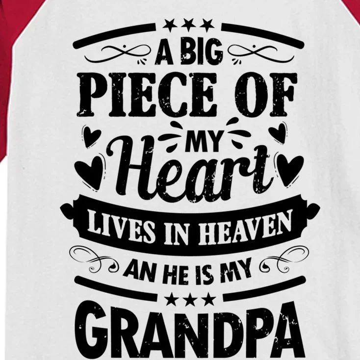 A Big Piece Of My Heart Lives In Heaven And He Is My Grandpa Cool Gift Kids Colorblock Raglan Jersey