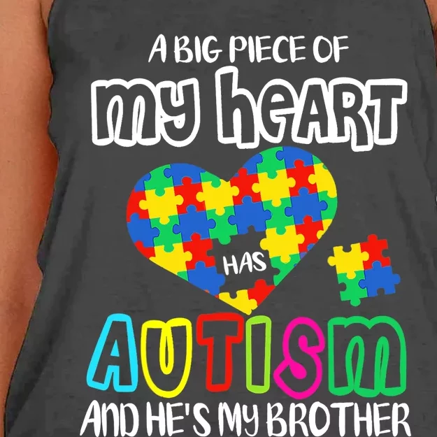 A Big Piece Of My Heart Has Autism And He's My Brother Women's Knotted Racerback Tank