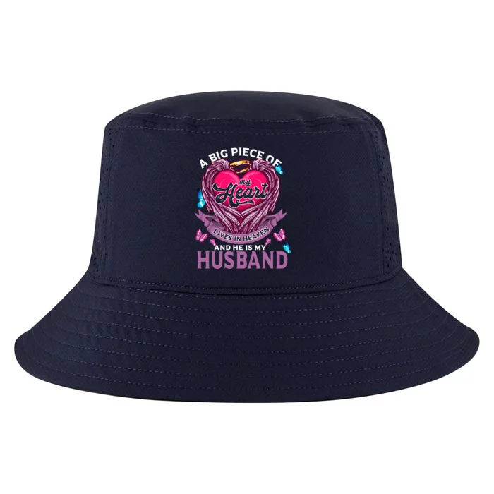 A Big Piece Of My Heart Lives In Heaven And He Is My Husband Cute Gift Cool Comfort Performance Bucket Hat