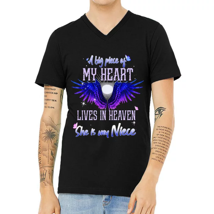 A Big Piece Of My Heart Lives In Heaven She Is My Niece V-Neck T-Shirt