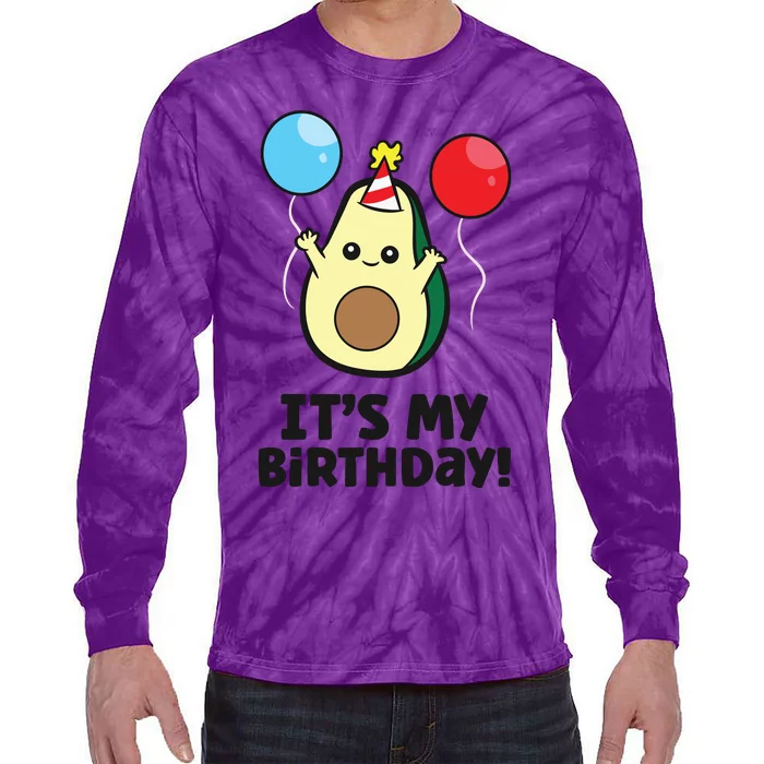 Avocado Birthday Party Funny Birthday Avocado Tie-Dye Long Sleeve Shirt