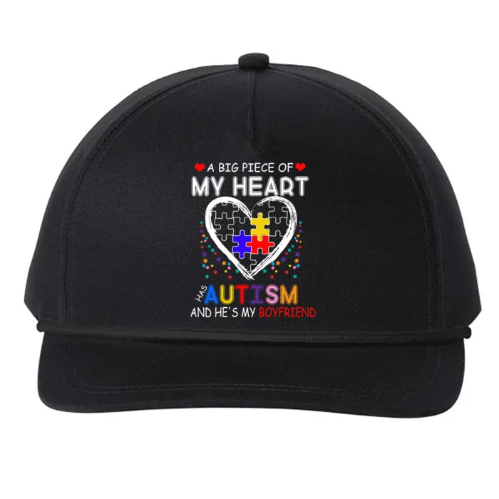 A Big Piece Of My Heart Has Autism And He's My Friend Gift Snapback Five-Panel Rope Hat