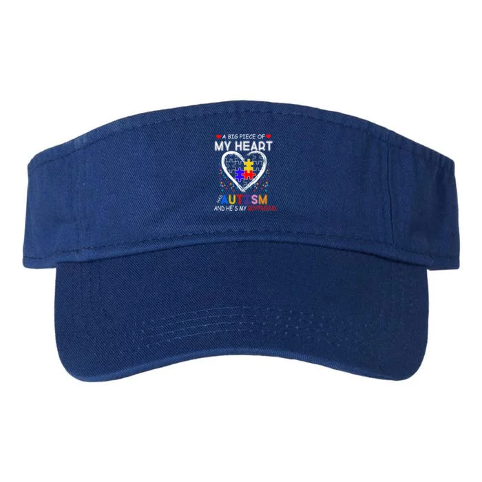 A Big Piece Of My Heart Has Autism And He's My Friend Gift Valucap Bio-Washed Visor