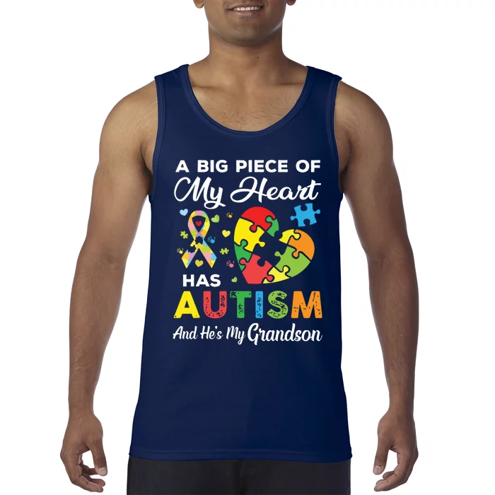 A Big Piece Of My Heart Has Autism And Hes My Grandson Tank Top