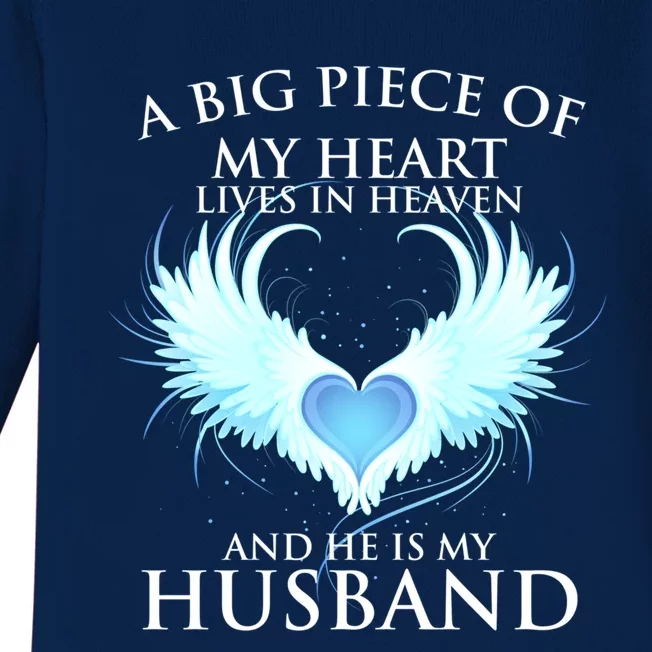 A Big Piece Of My Heart Lives In Heaven And He Is My Husband Great Gift Baby Long Sleeve Bodysuit