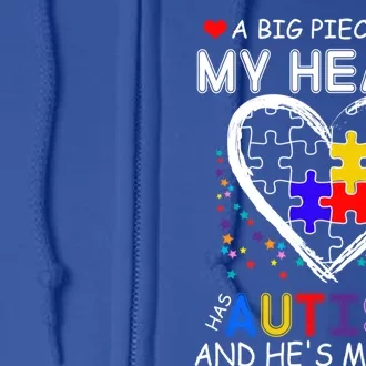 A Big Piece Of My Heart Has Autism And He's My Dad Gift Full Zip Hoodie