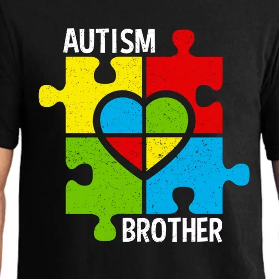 Autism Brother Puzzle Pieces And Heart Gift Pajama Set