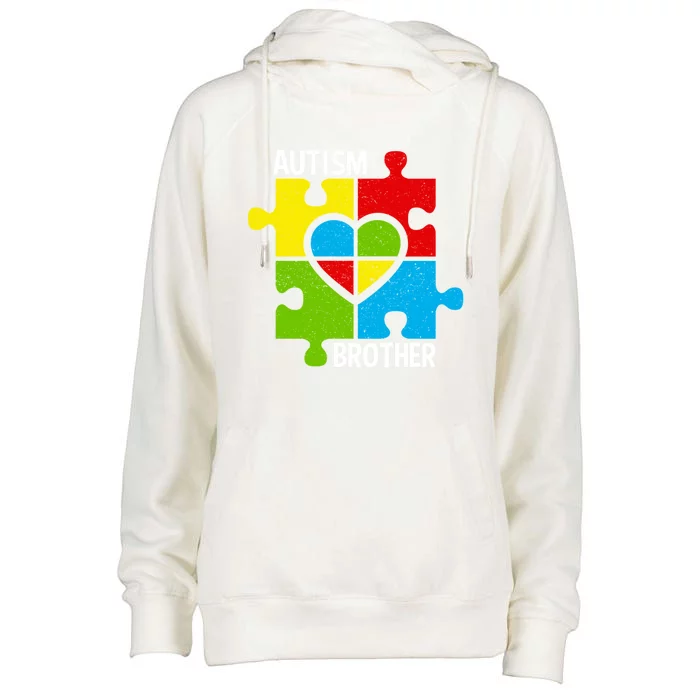 Autism Brother Puzzle Pieces And Heart Gift Womens Funnel Neck Pullover Hood