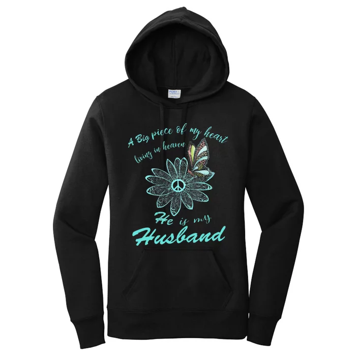 A Big Piece Of My Heart Lives In Heaven And He Is My Husband Women's Pullover Hoodie