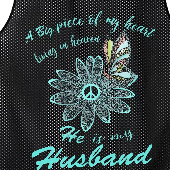 A Big Piece Of My Heart Lives In Heaven And He Is My Husband Mesh Reversible Basketball Jersey Tank