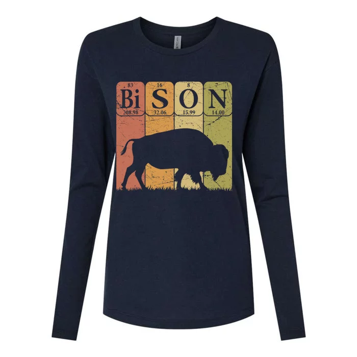 American Bison Periodic Table Elements Buffalo Retro Womens Cotton Relaxed Long Sleeve T-Shirt