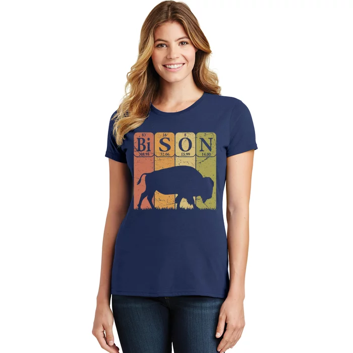 American Bison Periodic Table Elements Buffalo Retro Women's T-Shirt