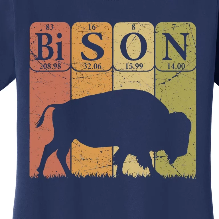 American Bison Periodic Table Elements Buffalo Retro Women's T-Shirt