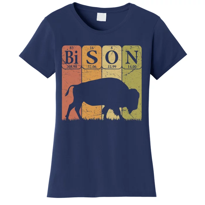 American Bison Periodic Table Elements Buffalo Retro Women's T-Shirt