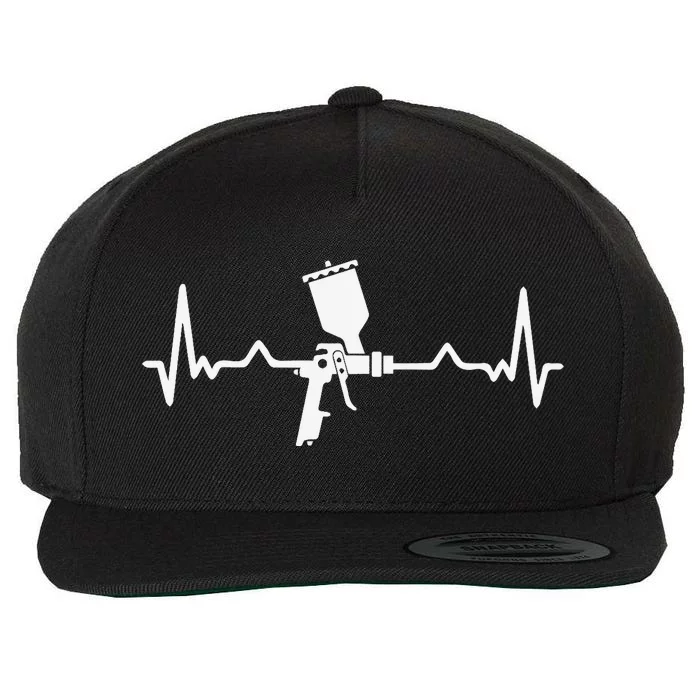 Auto Body Painter Heartbeat Automotive Car Lover Graphic Wool Snapback Cap