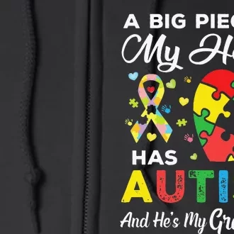 A Big Piece Of My Heart Has Autism and He's My Son Full Zip Hoodie