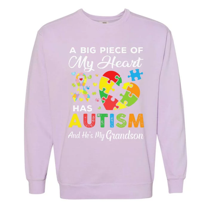 A Big Piece Of My Heart Has Autism and He's My Son Garment-Dyed Sweatshirt