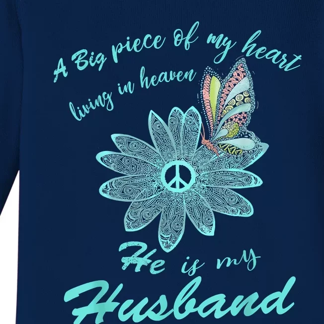 A Big Piece Of My Heart Lives In Heaven And He Is My Husband Baby Long Sleeve Bodysuit