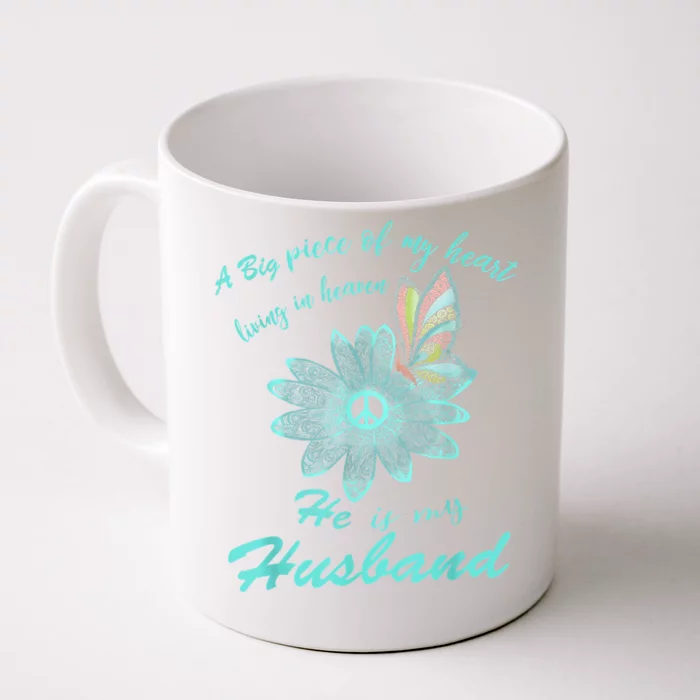 A Big Piece Of My Heart Lives In Heaven And He Is My Husband Front & Back Coffee Mug