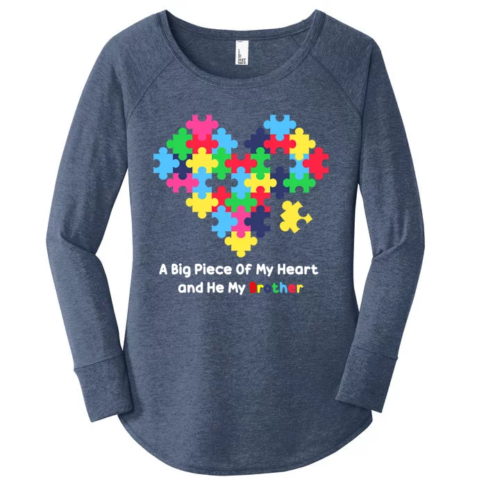 A Big Piece Of My Heart Has Autism Awareness He's My Brother Cool Gift Women's Perfect Tri Tunic Long Sleeve Shirt