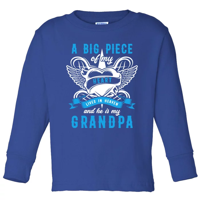 A Big Piece Of My Heart Lives In Heaven Grandpa Memorial Day Cute Gift Toddler Long Sleeve Shirt