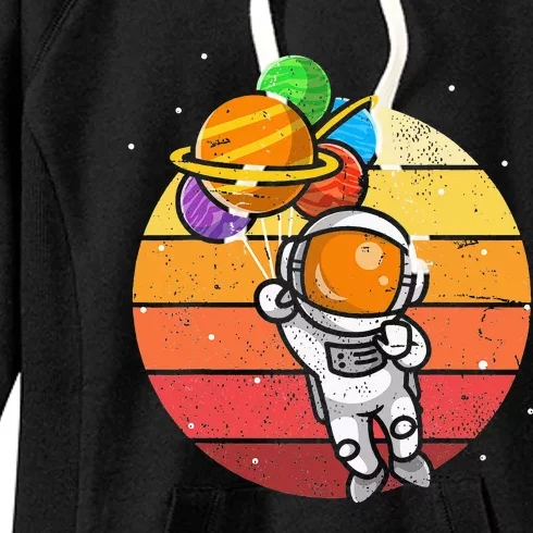 Astronomy Balloons Planets Space Astronomer Retro Astronaut Women's Fleece Hoodie