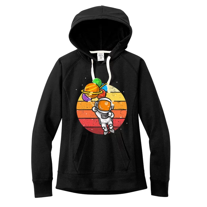 Astronomy Balloons Planets Space Astronomer Retro Astronaut Women's Fleece Hoodie