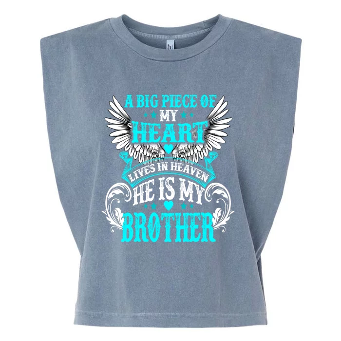 A Big Piece Of My Heart Lives In Heaven He Is My Brother Gift Garment-Dyed Women's Muscle Tee