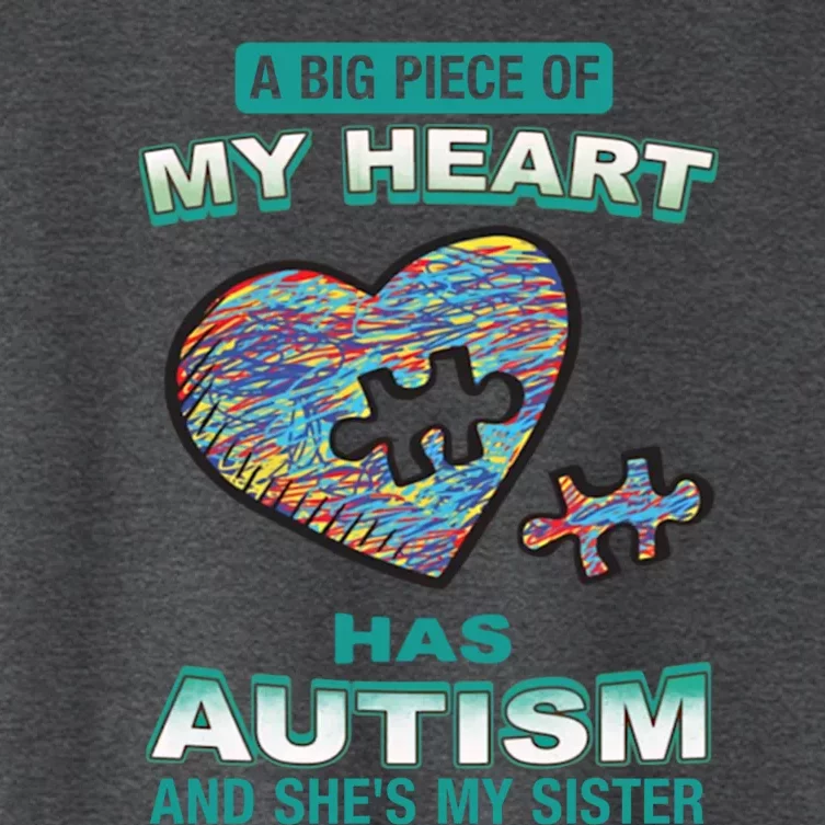 A Big Piece Of My Heart Has Autism And He's My Sister Gift Women's Crop Top Tee