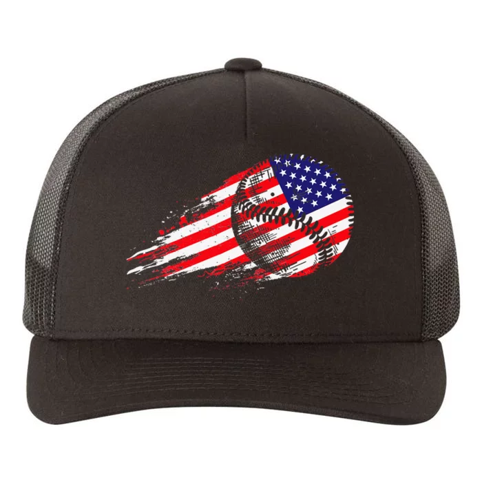 American Baseball Player USA Flag Baseball Lover Yupoong Adult 5-Panel Trucker Hat