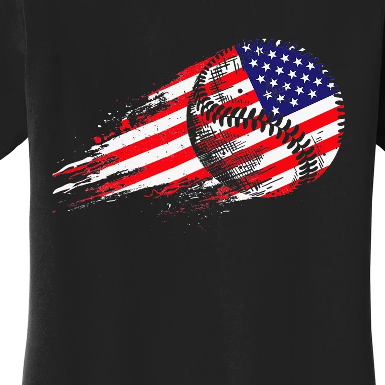 American Baseball Player USA Flag Baseball Lover Women's T-Shirt