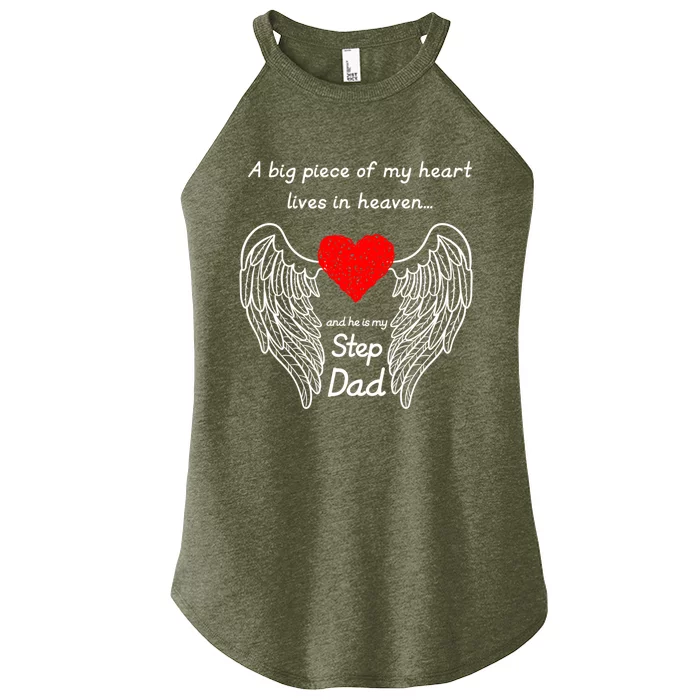 A Big Piece Of My Heart Lives In Heaven He Is My Step Dad Gift Women’s Perfect Tri Rocker Tank