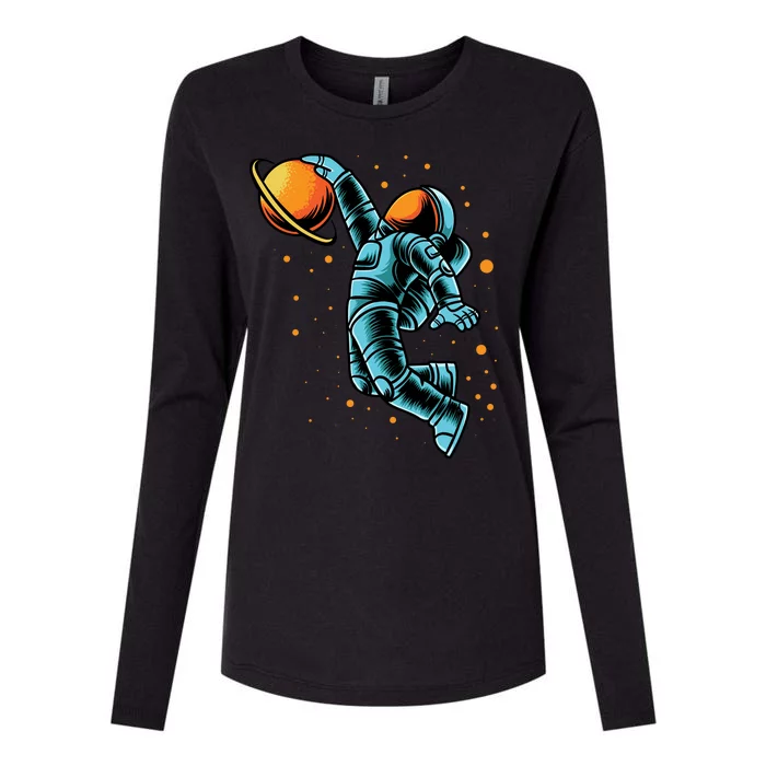 Astronaut Basketball Player Womens Cotton Relaxed Long Sleeve T-Shirt