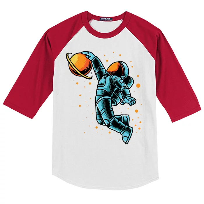 Astronaut Basketball Player Kids Colorblock Raglan Jersey